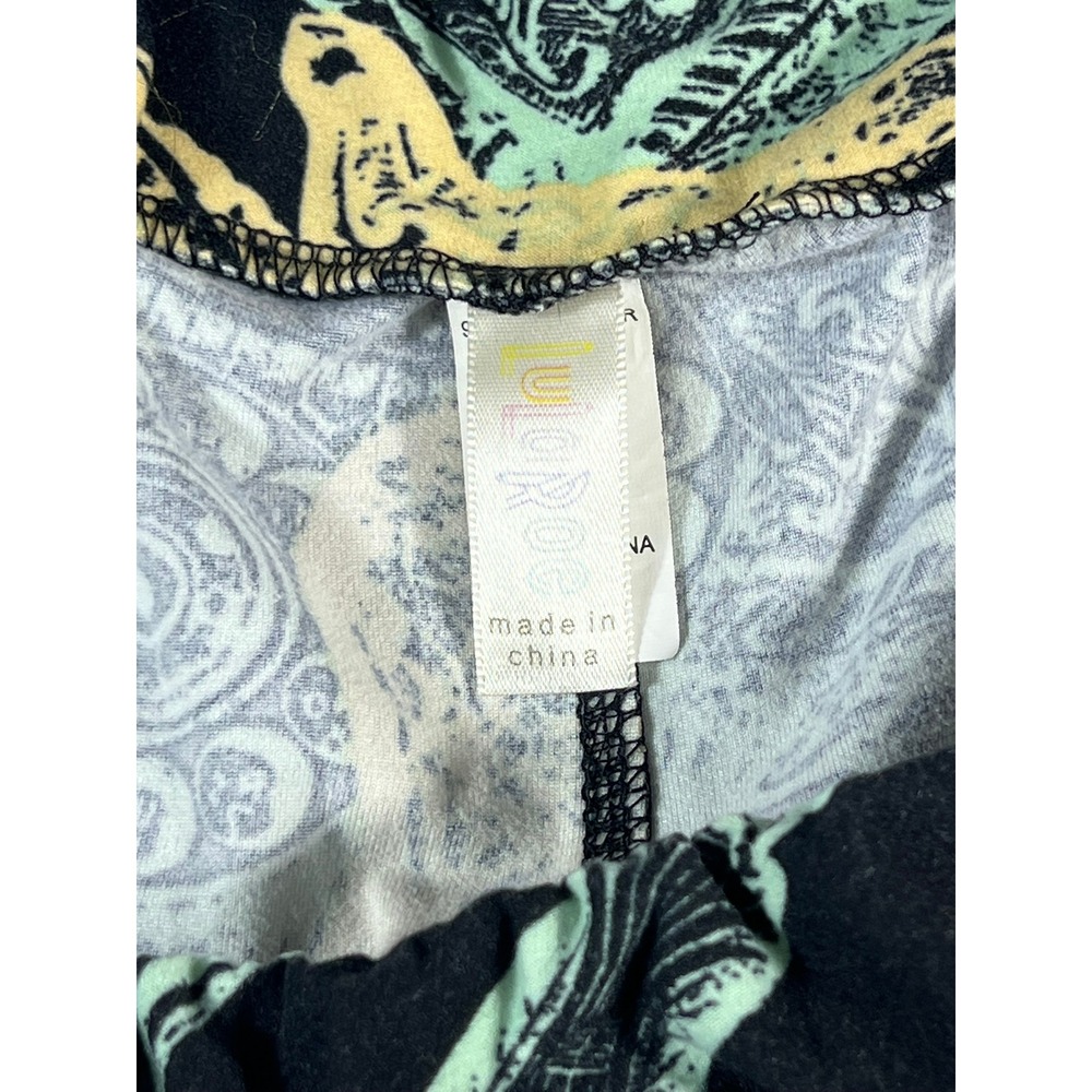 LuLaRoe Tall Curvy Leggings Black Yellow Mint Vintage Rotary Telephone Print TC - Picture 7 of 9